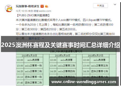 2025澳洲杯赛程及关键赛事时间汇总详细介绍